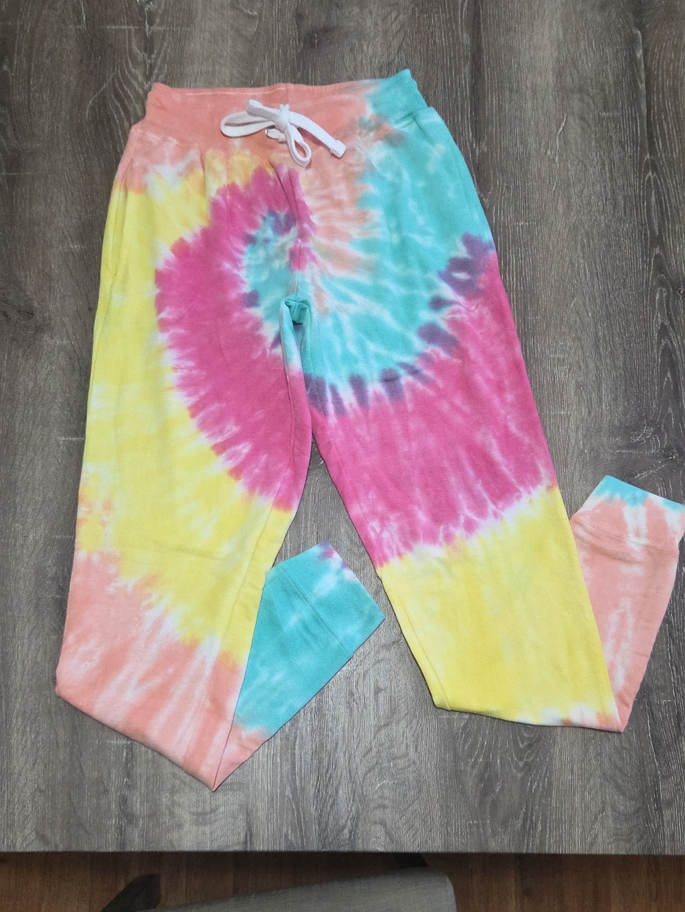 NEW! Dreamsicle Tie-Dye Cozy Jogger Lounge Pants - Magenta Mint Multi Color